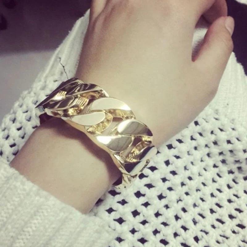 Exaggerated Metal Wide Bracelet Punk Decoration Accessory