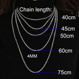4MM Tennis Chain Bracelet Stainless Steel Crystal Hip-Hop Jewelry Women Gift