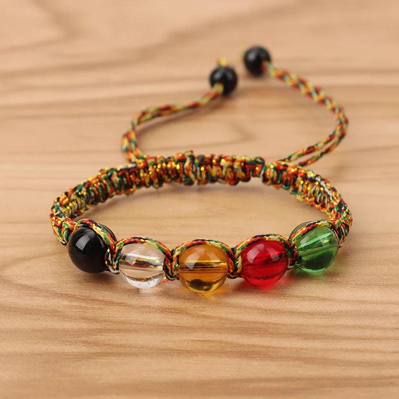 Colorful Lucky Beaded Bracelet Natural Stone Bangle Unisex Jewelry