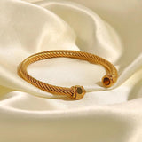 Tiger Eye Stone Stainless Steel Cuff Bracelet