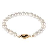 6mm Freshwater Pearls Beaded Bracelet, 18K Plating Clasp