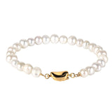 6mm Freshwater Pearls Beaded Bracelet, 18K Plating Clasp