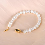 6mm Freshwater Pearls Beaded Bracelet, 18K Plating Clasp