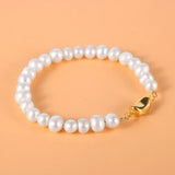 6mm Freshwater Pearls Beaded Bracelet, 18K Plating Clasp