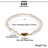 6mm Freshwater Pearls Beaded Bracelet, 18K Plating Clasp