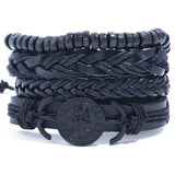 Rock Skull Bracelet Rope Leather Skeleton Charm Bangle Wrap Wristband
