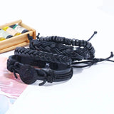 Rock Skull Bracelet Rope Leather Skeleton Charm Bangle Wrap Wristband