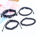 Rock Skull Bracelet Rope Leather Skeleton Charm Bangle Wrap Wristband