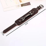 Men's Wide Cuff Leather Bracelet Metal Buckle Wristband
