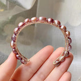 Purple Baroque Pearl Bracelet for Women, Freshwater Pearl Bangle
