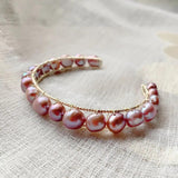 Purple Baroque Pearl Bracelet for Women, Freshwater Pearl Bangle
