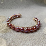 Purple Baroque Pearl Bracelet for Women, Freshwater Pearl Bangle