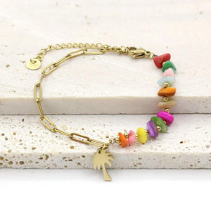 Coconut Tree Pendant Bracelet Stainless Steel Chain for Women