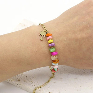 Coconut Tree Pendant Bracelet Stainless Steel Chain for Women