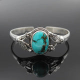 Boho Antique Silver Flowers Stone Bracelet for Women
