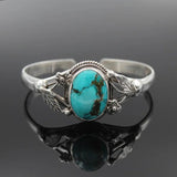 Boho Antique Silver Flowers Stone Bracelet for Women