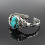 Boho Antique Silver Flowers Stone Bracelet for Women