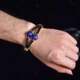 12 Style Round Beads Mens Jewelry Double Leather Bracelets Stainless Steel Clasp