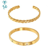 Enamel Bangles Set Zircon Bracelet for Women