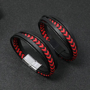 Red Weave Bracelets Bangles Vintage Leather Bracelet Men Party Gift