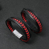 Red Weave Bracelets Bangles Vintage Leather Bracelet Men Party Gift