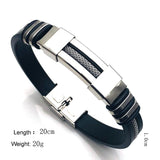 Men's Grooved Rudder Silicone Bracelet Stainless Steel Wristband