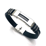 Men's Grooved Rudder Silicone Bracelet Stainless Steel Wristband