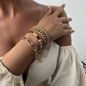 Bohemia Chain Cuff Bracelet Set For Women Twisted Rope Bangle