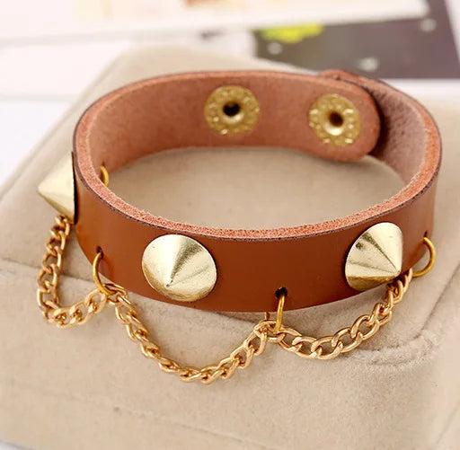 Gothic Punk Cuspidal Spikes Rivet Leather Cuff Bracelet