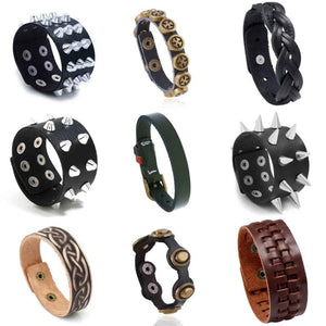 Gothic Punk Cuspidal Spikes Rivet Leather Cuff Bracelet