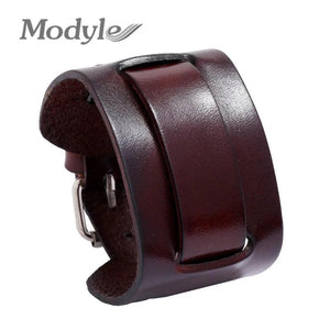Vintage Metal Charm Leather Bracelet Men Boho Braided Rope Wide Wrap