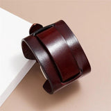 Vintage Metal Charm Leather Bracelet Men Boho Braided Rope Wide Wrap