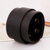 Wide Leather Cuff Bracelet Brown Bangle for Men Women