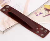 Wide Leather Cuff Bracelet Brown Bangle for Men Women
