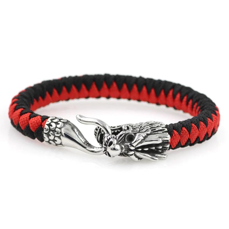 Men Stainless Steel Dragon Head Paracode Bracelet