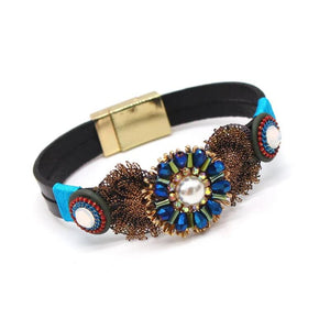 Bohemian Crystal Leather Bracelet for Women