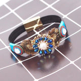 Bohemian Crystal Leather Bracelet for Women