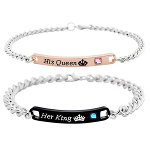 Couple Alloy Bracelet His Queen Her King Romantic Charm Jewelry Gift