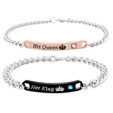 Couple Alloy Bracelet His Queen Her King Romantic Charm Jewelry Gift