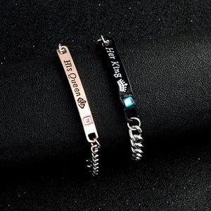 Couple Alloy Bracelet His Queen Her King Romantic Charm Jewelry Gift