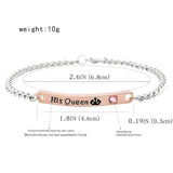 Couple Alloy Bracelet His Queen Her King Romantic Charm Jewelry Gift