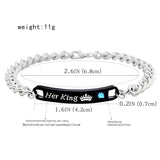 Couple Alloy Bracelet His Queen Her King Romantic Charm Jewelry Gift