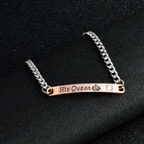 Couple Alloy Bracelet His Queen Her King Romantic Charm Jewelry Gift
