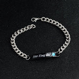 Couple Alloy Bracelet His Queen Her King Romantic Charm Jewelry Gift