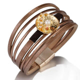 Women's Leather Cuff Bracelet with Pearl Charm