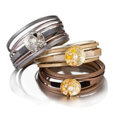 Women's Leather Cuff Bracelet with Pearl Charm