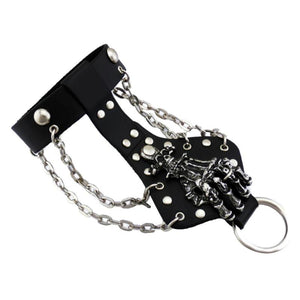 Punk Rock Leather Skull Bracelet Chain