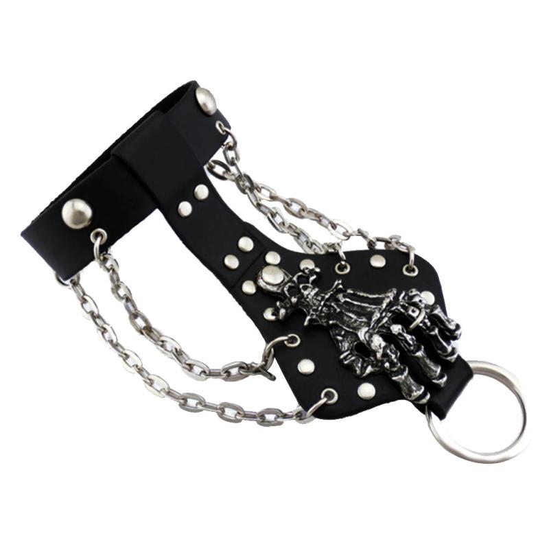 Punk Rock Leather Skull Bracelet Chain