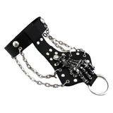 Punk Rock Leather Skull Bracelet Chain