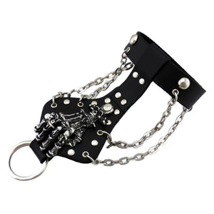 Punk Rock Leather Skull Bracelet Chain
